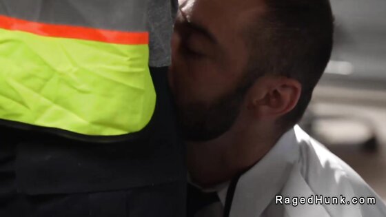 Gay flight attendant suck and anal fuck in baggage room