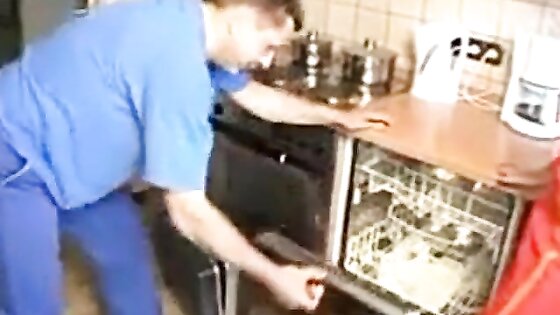 German housegirl has sex in the kitchen