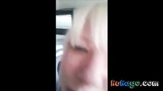 Blonde teen masturbating on the bus