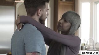 Sexy Trans Woman gets analed by friends boyfriend in kitchen
