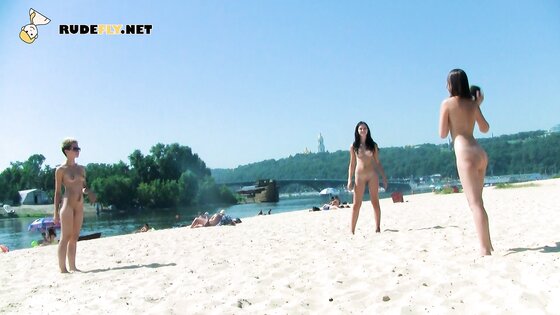 Hot nudist girl filmed by a voyeur with a hidden camera