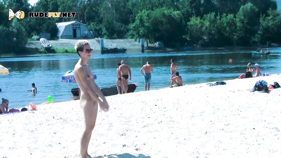 Hot nudist girl filmed by a voyeur with a hidden camera