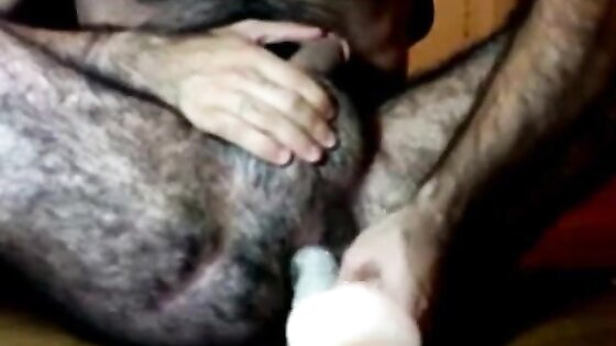 Hairy guy and his dildo 2
