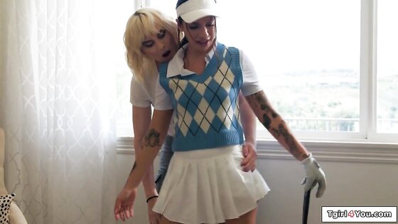 Trans milf Lucy Hart fucks her golfer gf