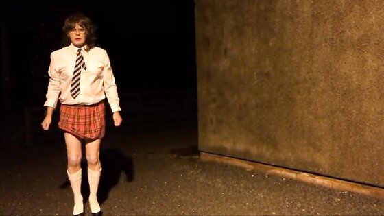 sissy schoolgirl cathy goes outside