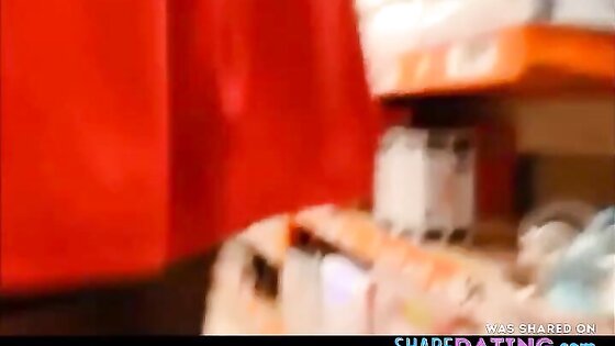 Big boobs and butt plug store flashing