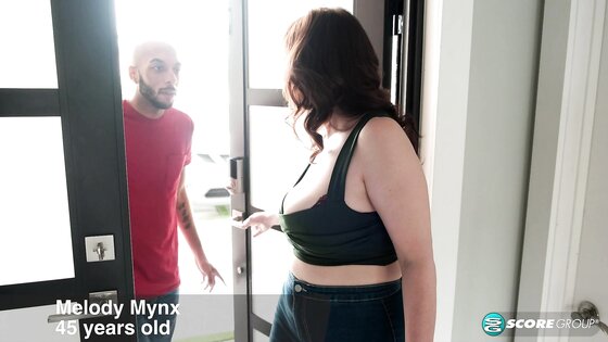 Melody Mynx - Big-titted cougar Melody Mynx and her very helpful neighbor