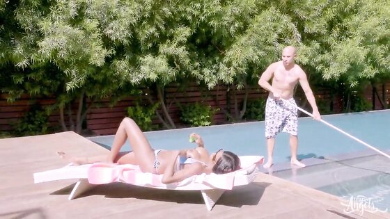 Ebony Shemale Natassia Dreams Penetrates The Poolboy