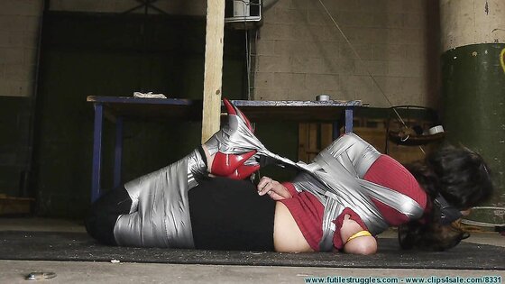 Sub Brunette Duct Tape Hogtie