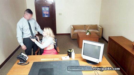 Blonde milf fucked on principals office desk