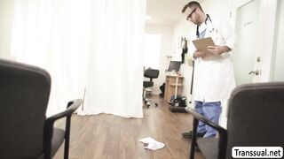 Horny doctor and her TS cummer patient fuck each others ass