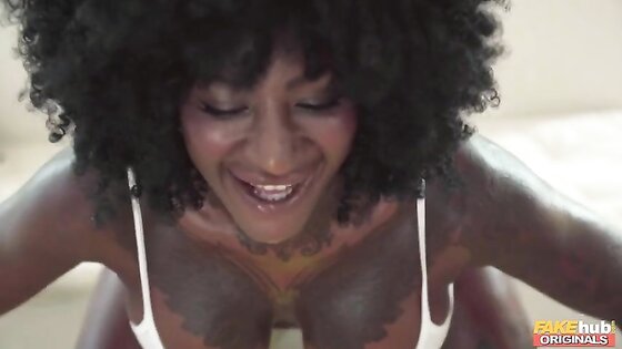 Muscle Ebony Mature Fucks White Cock And Swallows Cum
