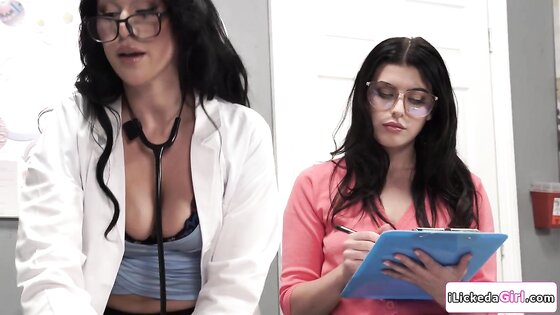 Lesbian doctor making her patient squirt