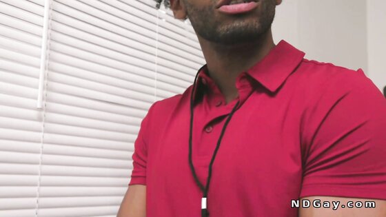 Football player anal fucks black coach in the office
