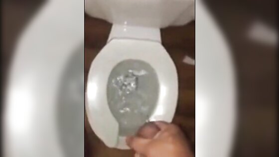 girl gets cocks cuck cum in toilet