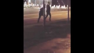 Russian couple fuck on the street