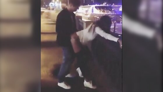 Russian couple fuck on the street