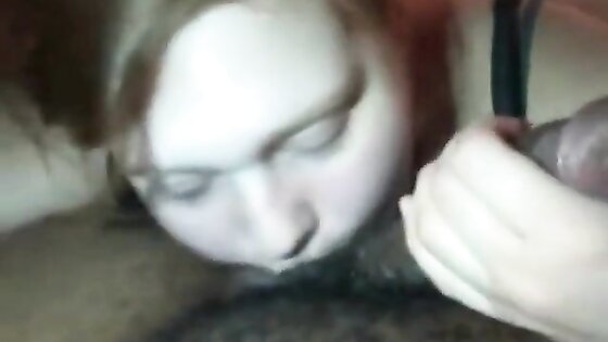 White girl pleasing her black boyfriend by sucking his BBC