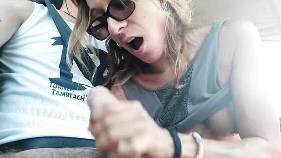 Handjob, Blowjob, and Sex in the Car with a Big Cock