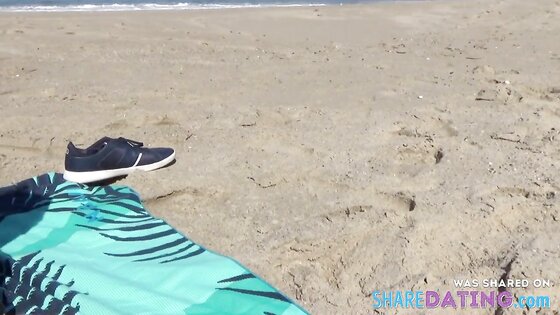 Big-Titted Brunette Teen Amateur Couple Having Hardcore Sex on the Beach