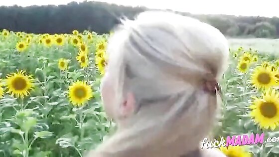 Pregnant Blonde Gets Covered in Cum Outdoors