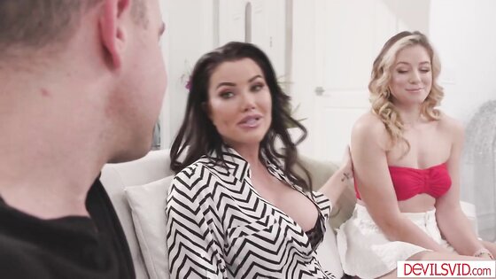 Stepmom and stepdaughter sharing one guy