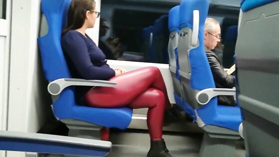 Public train blowjob by a kinky amateur milf