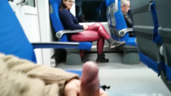 Public train blowjob by a kinky amateur milf