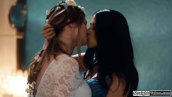 Lesbian babe fucking her stepbros bride
