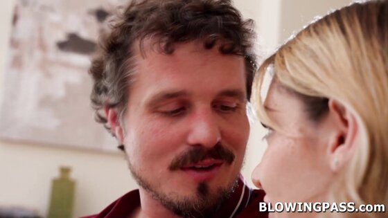 Petite teen giving stepdads bff blowjob