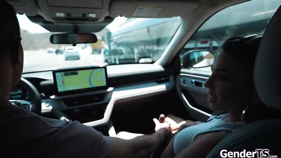 Tgirl Kasey Kei jerked off on the road