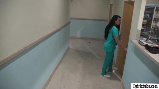 Lucky patient got his dick sucked by hot TS nurse