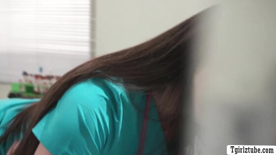 Lucky patient got his dick sucked by hot TS nurse