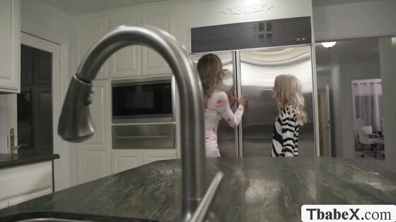 Sneaking in kitchen with my petite friend and fuck