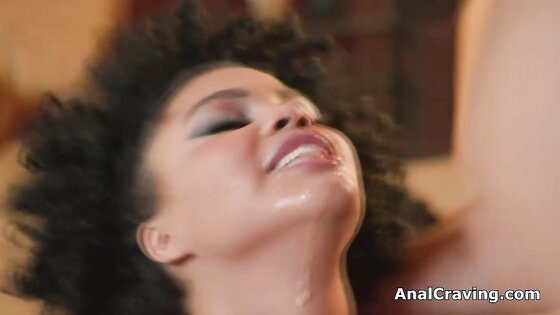 Big dick for ass fingering curly Brazilian hottie in lingerie