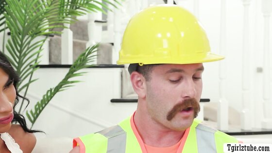 Construction worker drills the ass of two horny TS 2