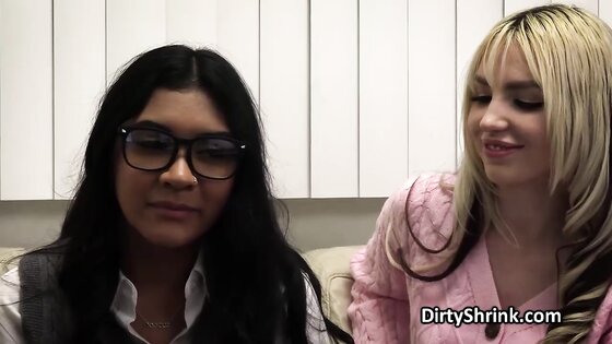 Doctor fucking hot interracial teen duo on therapy session