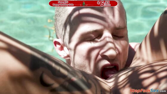 Licking my busty sisterinlaw in my pool