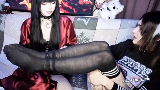 Red Satin Babe Worships Trans Beauty: Foot Play to Hot Ass Licking