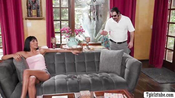 Fucking the butthole of our busty TS babysitter