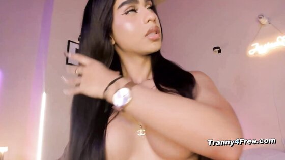 Curvy Trans Girl Strokes and Fingers Ass