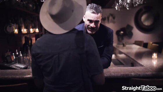 Waitress sucks her boss behind counter