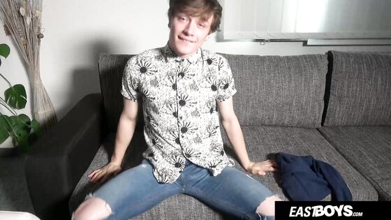Cute flexible teen man jerks off his cock