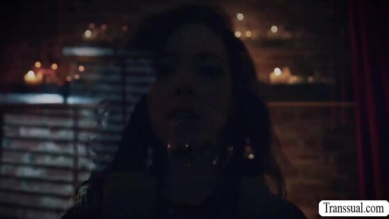 Busty witch summons two shemale and get fucked 2