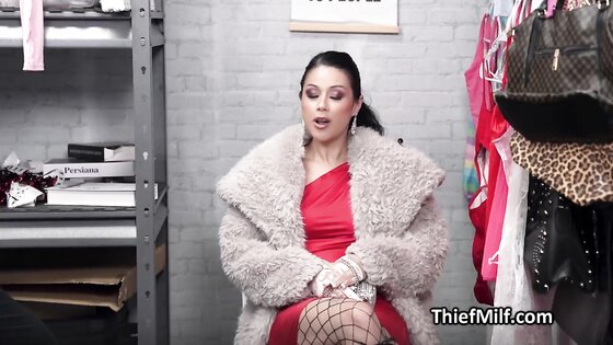 High class milf ends up throating officer for stealing earrings