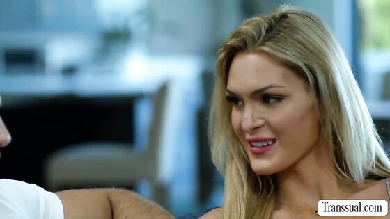 Shemale cock addict gets bareback fucked so hard