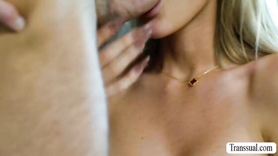 Shemale cock addict gets bareback fucked so hard