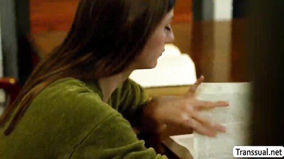 Making out with this sexy brunette TS librarian 2