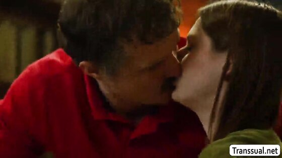 Making out with this sexy brunette TS librarian 2