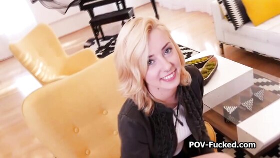 Big dick for cute blonde spinner on her first video shoot